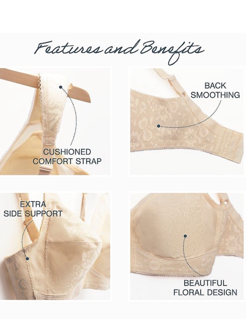 playtex 18 hour ultimate shoulder comfort bra 4693 natural beige 42G 40D - Picture 4 of 5